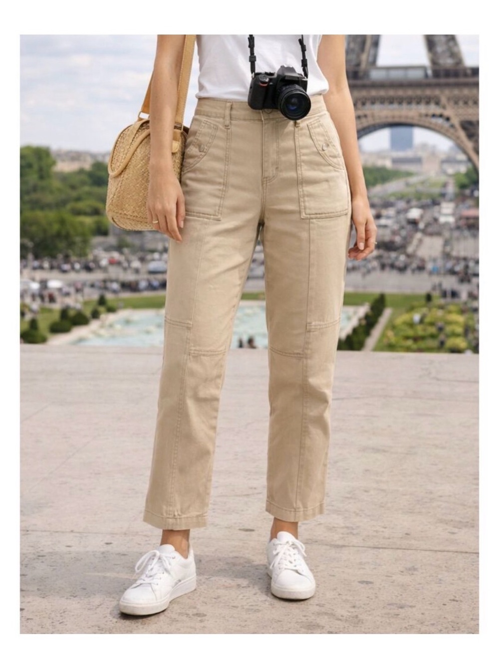 White House Black Market Pret-a-Jet Khaki High Rise Utility Pants Women’s 6
